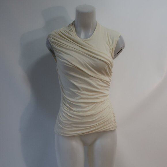 Womens Agolde Cream Ruched Ester Twist Sleeveless Tank Top M - Picture 6 of 13